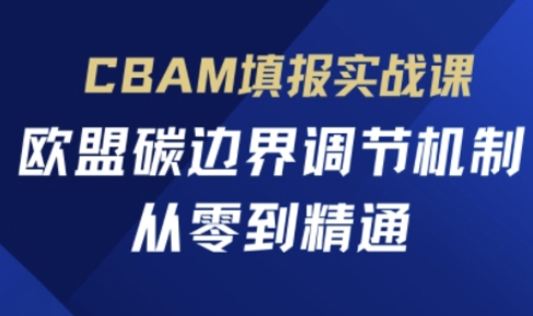 CBAM填报实战课,欧盟碳边界调节机制,从零到精通-斗金教学