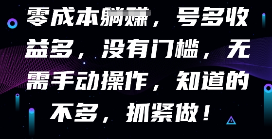 零成本全自动，号多收益多，没有门槛，无需手动-斗金教学