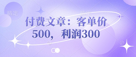 付费文章：客单价500，利润300-斗金教学