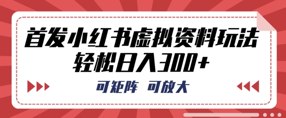 首发小红书虚拟资料玩法，可矩阵，可放大，轻松日入3张-斗金教学