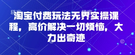 淘宝付费玩法无界实操课程,高价解决一切烦恼,大力出奇迹-斗金教学