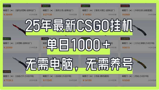 （14178期）25年最新CSGO挂机系统，单日1000+，无需电脑，无需养号，0基础可上手-斗金教学
