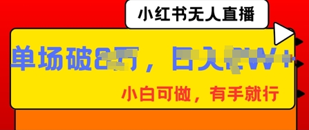 小红书无人直播，纯小白可做，有手就行，单场直播销售额破8w-斗金教学