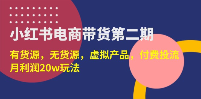 （14186期）小红书电商带货第二期，有货源，无货源，虚拟产品，付费投流，月利润20w-斗金教学