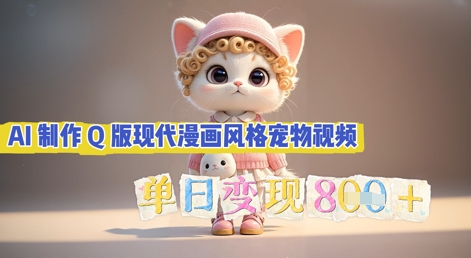 AI制作Q版现代漫画风格宠物视频,单日变现几张-斗金教学