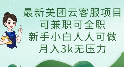 最新美团云客服项目，可兼职可全职，新手小白人人可做，月入3k无压力-斗金教学