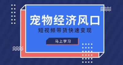 宠物赛道快速变现精品课,宠物经济风口,短视频带货快速变现-斗金教学