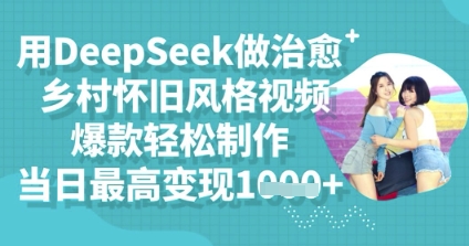 用DeepSeek做治愈乡村怀旧风格视频,爆款轻松制作,当日最高变现多张-斗金教学